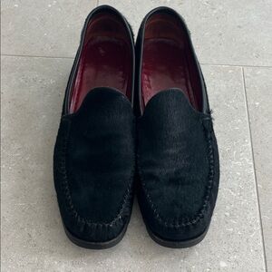 Vintage Salvatore Ferragamo Black Pony Hair Calf Slip-On Loafers